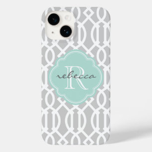 Monograma Personalizado de Trellis Moderna de cinz