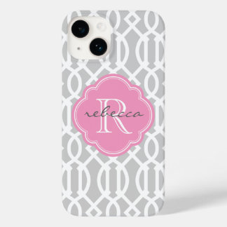 Monograma Personalizado de Trellis Moderna e Rosa