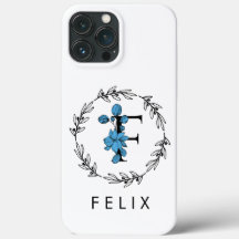 Monograma Personalizado Floral Azul - Letra F