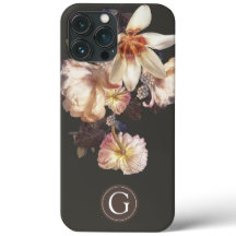 Monograma Personalizado Floral de Elegância Escura