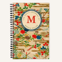Monograma Personalizado Floral Japonês Vintage
