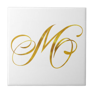 Monograma Personalizado M Faux Gold Foil Monograma