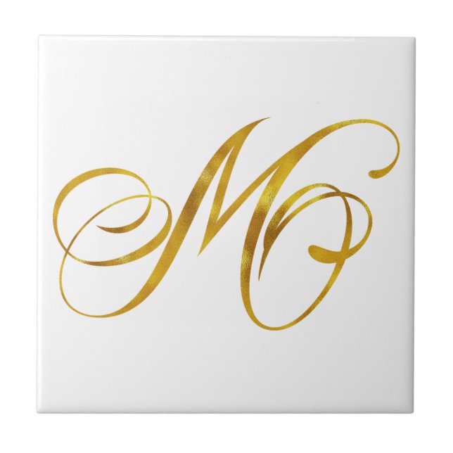 Monograma Personalizado M Faux Gold Foil Monograma (Frente)