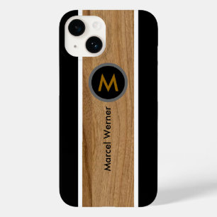 Monograma Personalizado Madeira Rústica Preta