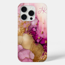 Monograma Personalizado Mármore Dourado Roxo Rosa