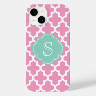 Monograma personalizado marroquino rosa e aqua mod
