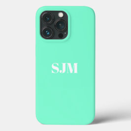 Monograma personalizado minimalista aqua branco