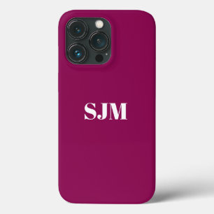 Monograma personalizado minimalista branco ameixa