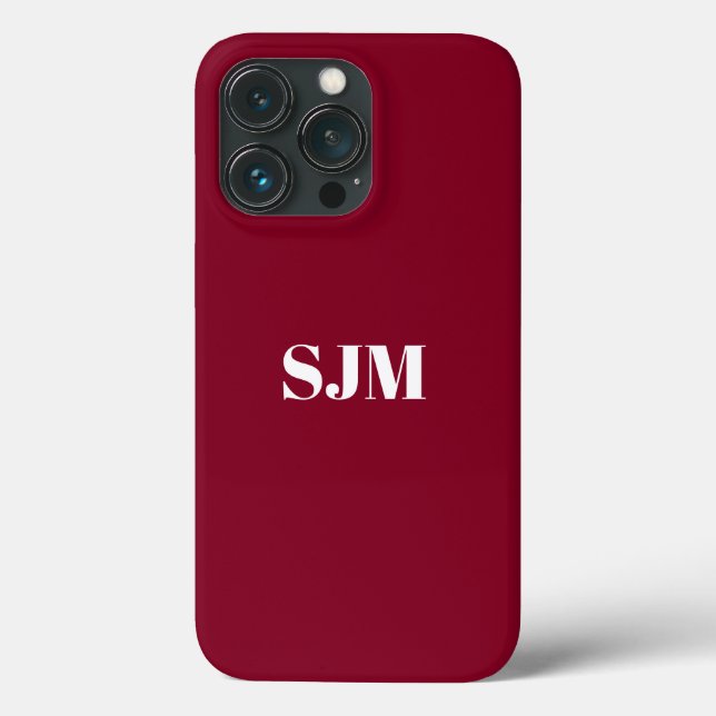 Monograma personalizado minimalista branco burgund (Verso)