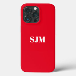 Monograma personalizado minimalista branco vermelh