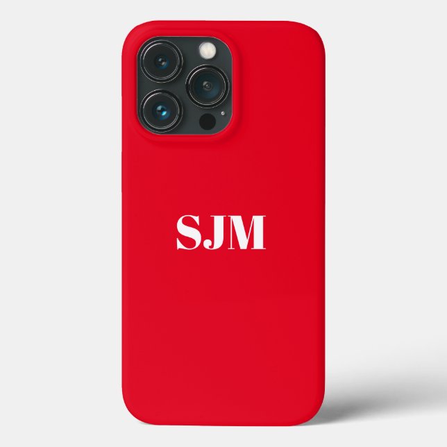 Monograma personalizado minimalista branco vermelh (Verso)