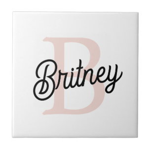 Monograma Personalizado Moderno e Nome Pastel Rosa