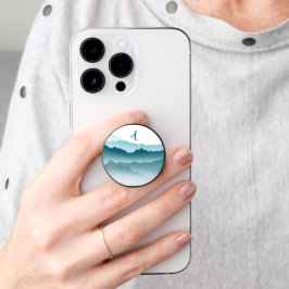 Monograma personalizado Montanhas de Onda Azul Mín