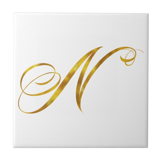 Monograma Personalizado N Faux Gold Foil Monograma (Frente)