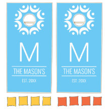 Monograma Personalizado Nome Teal Cornhole