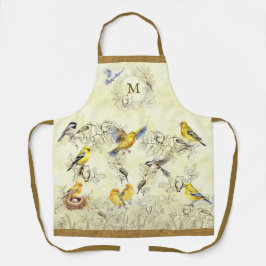 Monograma Personalizado Pássaros do Quintal Apron
