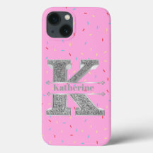 Monograma Personalizado Prata Inicial K Seu Nome