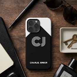Monograma Personalizado Preto e Branco Geométrico