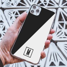 Monograma Personalizado Preto e Branco Geométrico 