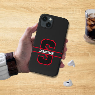 Monograma Personalizado Vermelho Branco Negro Mode