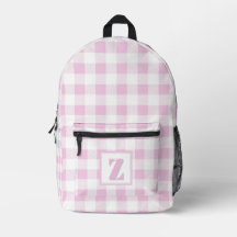 Monograma personalizável xadrez rosa e branco eleg