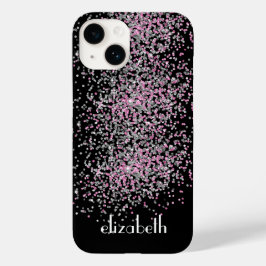 Monograma Personalize Preto Rosa Brilho Prata
