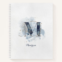 Monograma Pessoal Floral Moderno Letra M Azul Dour
