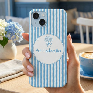 Monograma Preppy de Listra Azul e Branco Caprichos