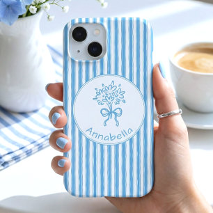 Monograma Preppy de Listra Azul e Branco Caprichos