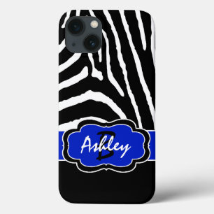 Monograma Preto, Blue Zebra Stripe iPad Air Case