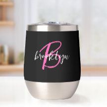Monograma Preto Branco Rosa Quente