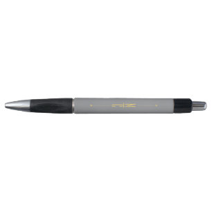 Monograma Preto Dourado Caneta Elegante Minimali