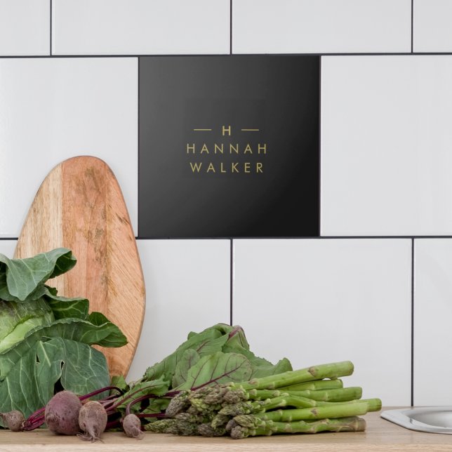 Monograma preto Dourado | Elegante minimalista mod (Criador carregado)