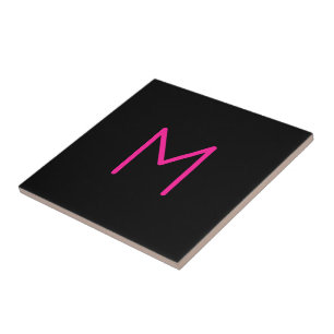Monograma Preto e Rosa Moderno Editável