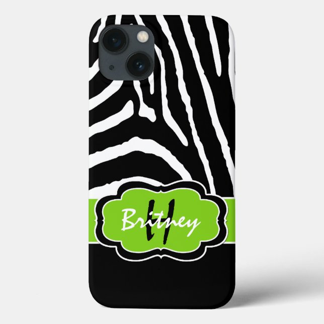 Monograma preto, Limão Zebra Stripe iPad Air Case (Verso)