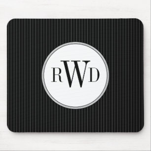 Monograma preto Mousepad das riscas