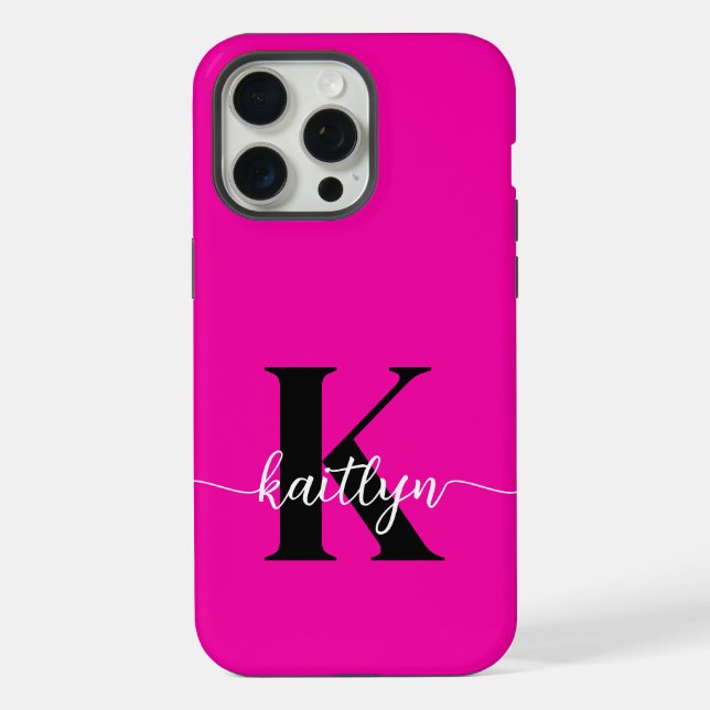 Monograma Preto Rosa Quente (Verso)