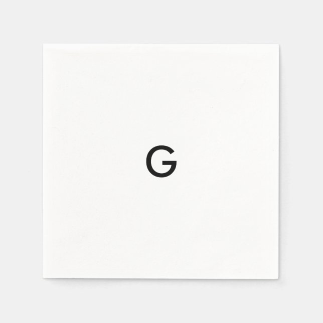 Monograma preto simples em guardanapos brancos (Frente)
