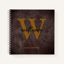 Monograma preto tan com nome de script burgundy