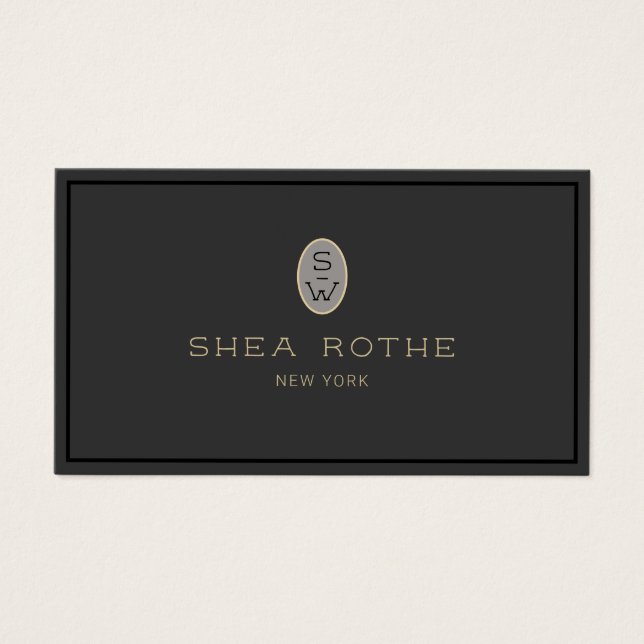 Monograma profissional, preto elegante (Frente)