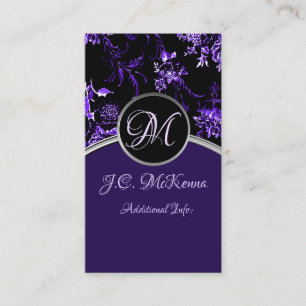 Monograma Purple Floral Cartão de visita 4