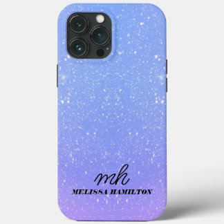 Monograma púrpura de brilho azul I capa de telefon