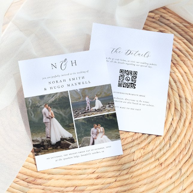 Monograma QR Código 3 Colagem Fotográfica Casament (Criador carregado)