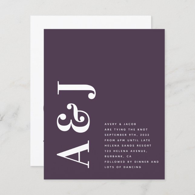 Monograma QR Código de Orçamento Convite de Casame (Frente/Verso)