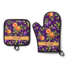 Monograma Queda Peache Plum Fruta verde roxo