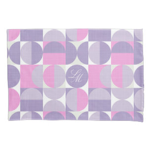 Monograma Retro Rosa Roxo Círculos Meados do Sécul