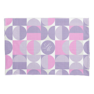 Monograma Retro Rosa Roxo Círculos Meados do Sécul
