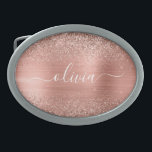Monograma Rosa cor-de-rosa com Dourada de metal es<br><div class="desc">Rosa Dourado - Folha Cor-de-rosa esfarelada Metálica Faísca Glitter Brutado Monograma Nome Belt Buckle. Isso faz a formatura perfeita, doce 16 16, 18, 21rua, 40, 50, 60, 70, 80, 90, 100 anos, casamento, chá de panela, aniversário, chá de fraldas ou presente de festa de solteira para alguém que ama luxo...</div>