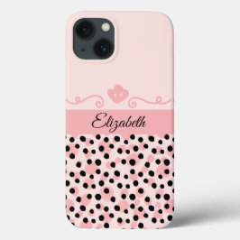 Monograma Rosa Preto Estampa de Leopardo Guepardo