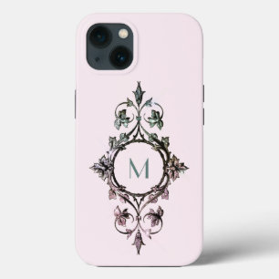 Monograma Rosa Verde Florido Chic Ornate Feminino